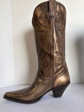 Maria Lya Western Cowboy Boots Bronze Leather Women's